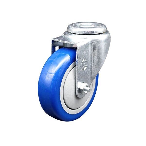 4'' Blue Polyurethane Creeper Swivel Bolt Hole Caster